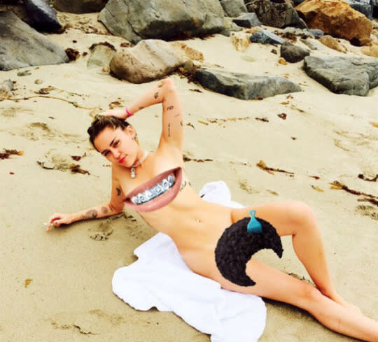 dion kirk add miley cyrus nude on beach image